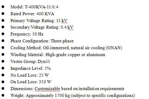 11/0.4 KV 400KVA Distribution Transformer 11/0.4 KV 400KVA Distribution Transformer